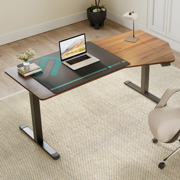 Eureka Ergonomic EDI HTG Unique Shape Office Standing Desk, Walnut  